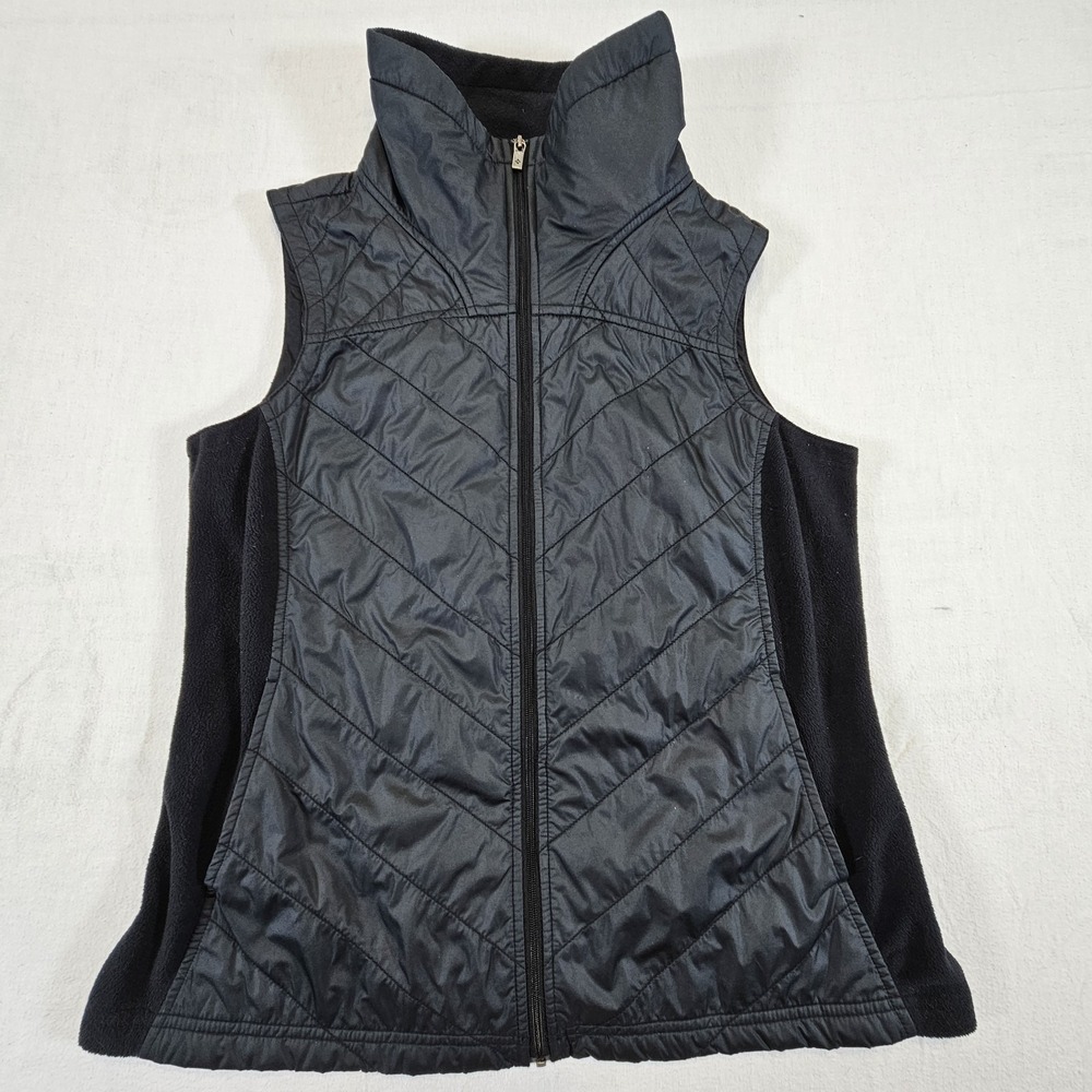 Columbia Vest Womens Large Black Quilted Fleece Hybrid Mix It Around